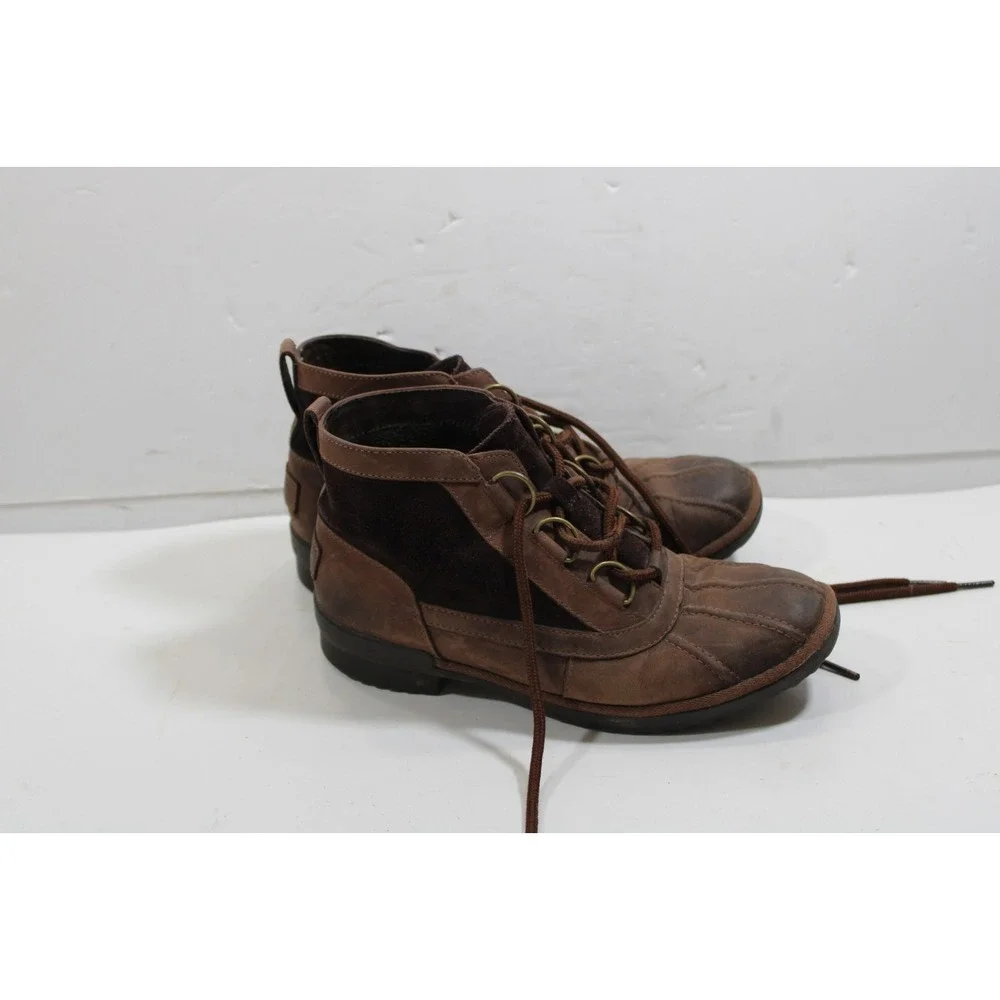 UGG Australia Heather Brown Leather Winter Ankle Boots Womens Size Us 8